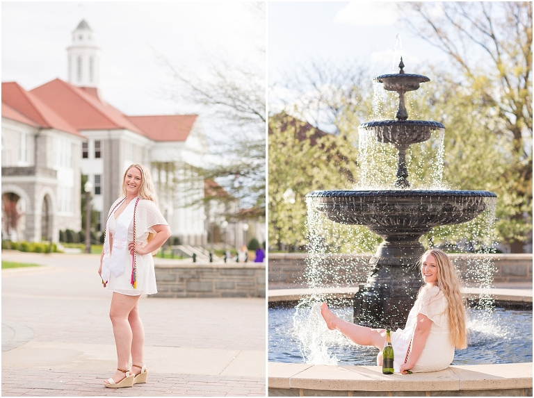 Jensen had a sunny rain during her James Madison University graduation portraits and the most gorgeous blue light during her Switzer Lake sunset senior portraits.