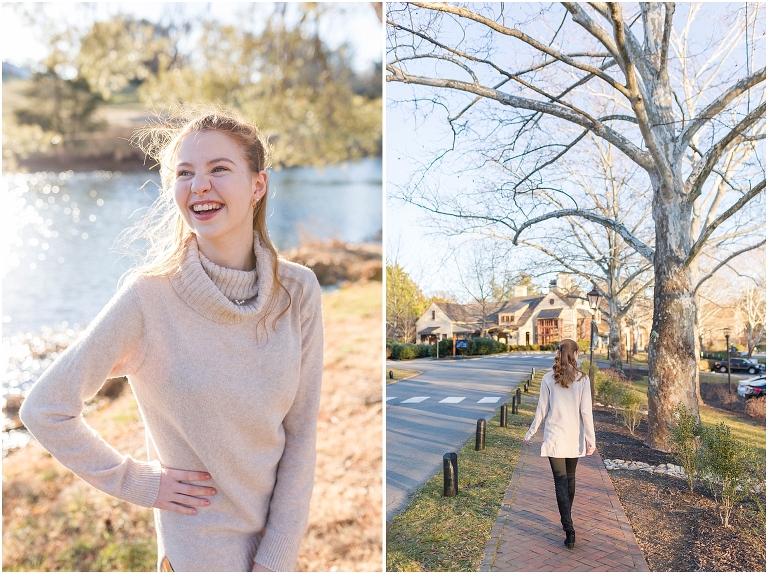 Amy's winter Boar's Head Resort senior portraits were golden in every way: her hair, her sweater, the trees, the light reflecting off the ponds, the light, and her smile! Charlottesville Virginia senior portrait photographer