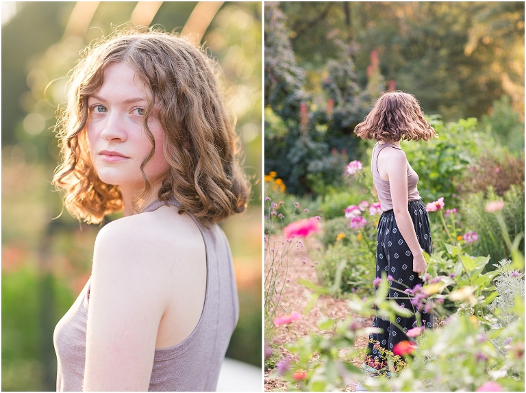 Senior graduation portraits in a spring rose garden, Virginia senior graduation portrait photographer