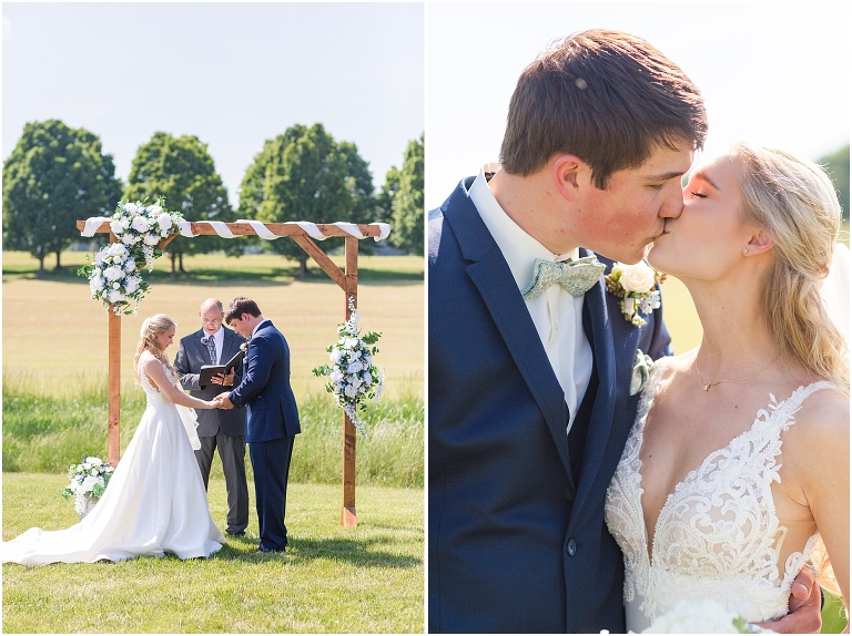 Justine & Haden's Virginia spring green and navy blue wedding at The Granary at Valley Pike.