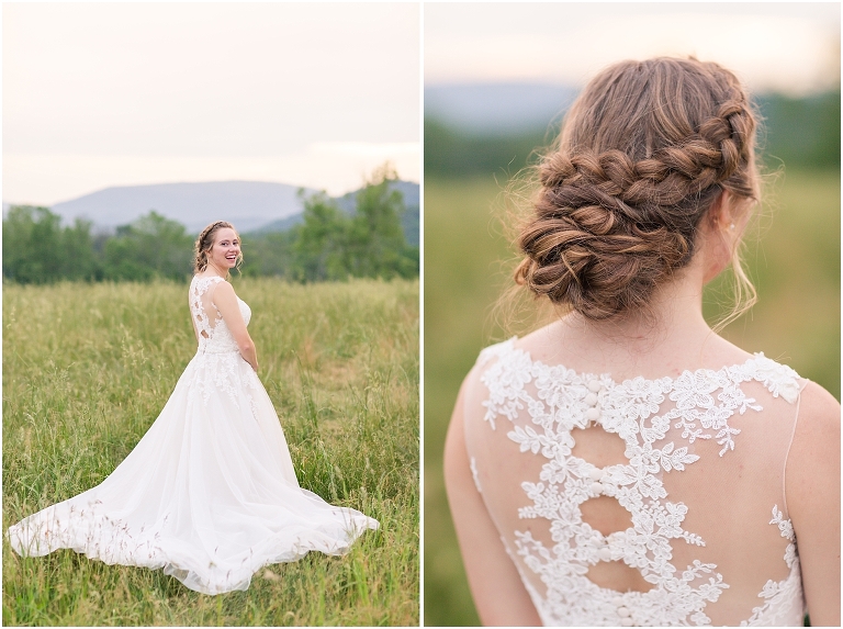 Rachel & Ryan's spring wedding reception at The Barn at Edgewood in Stanardsville, Virginia with sunset mountain portraits.
