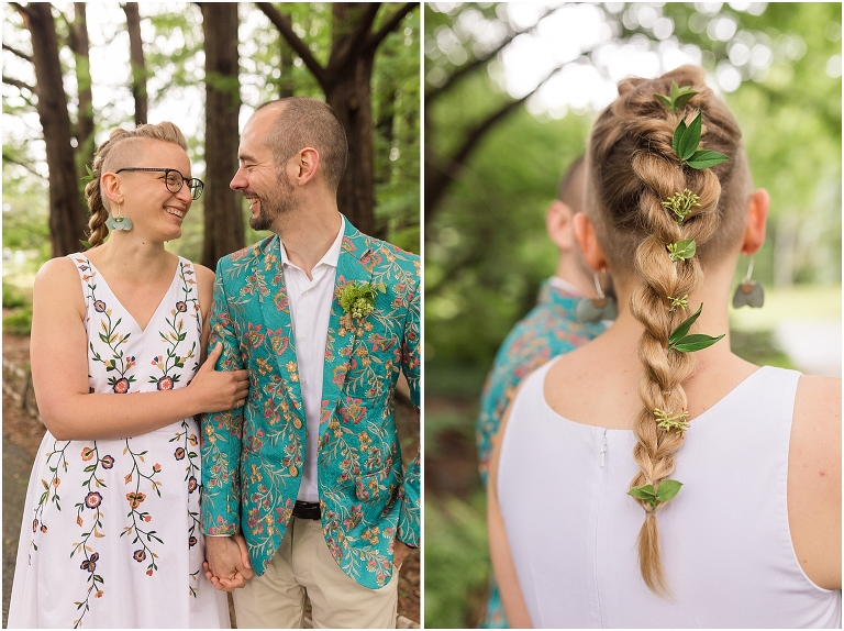 R&A's National Arboretum intimate spring wedding in Washington DC surrounded by redwoods, the rose garden, the herb garden, and their unique wedding styles.