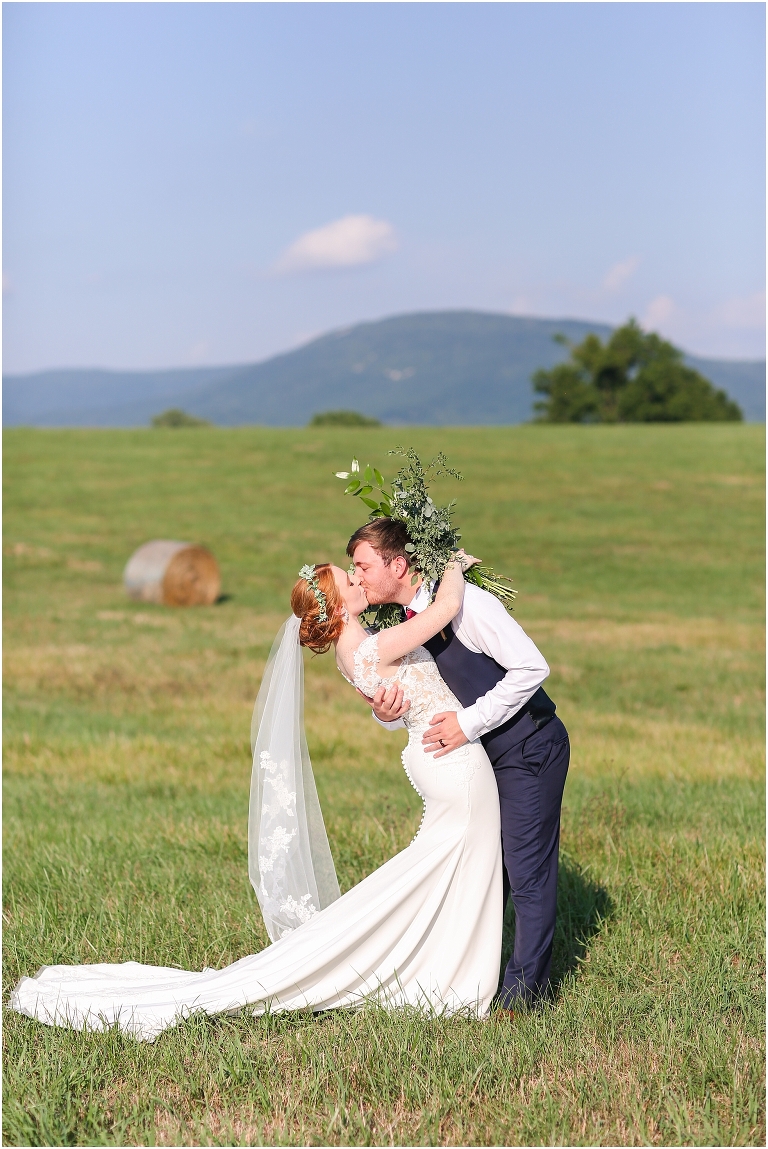 Baylee & Josh's August wedding at Skyridge Farm's rustic barn with a summer storm and sunset portraits in the Shenandoah Valley, Virginia.