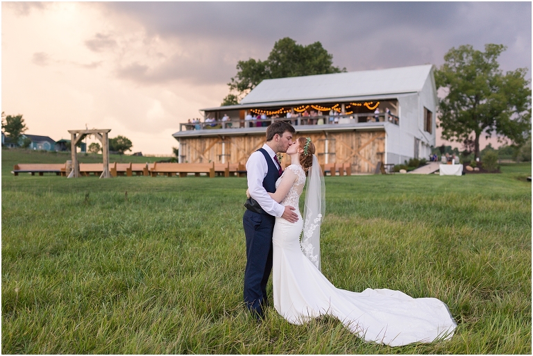Baylee & Josh's August wedding at Skyridge Farm's rustic barn with a summer storm and sunset portraits in the Shenandoah Valley, Virginia.