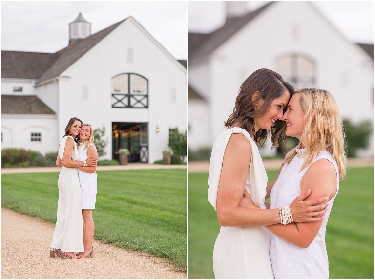 Liv & Hannah's late summer wedding reception at the white barn of Castle Hill Cider near Charlottesville, Virginia.