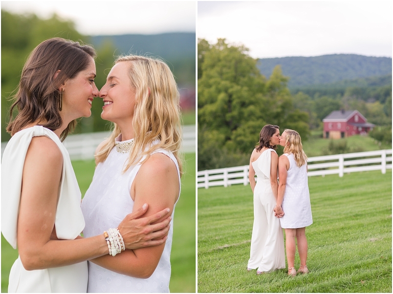 Liv & Hannah's late summer wedding reception at the white barn of Castle Hill Cider near Charlottesville, Virginia.