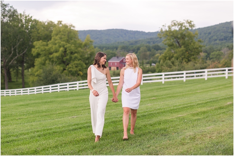 Liv & Hannah's late summer wedding reception at the white barn of Castle Hill Cider near Charlottesville, Virginia.