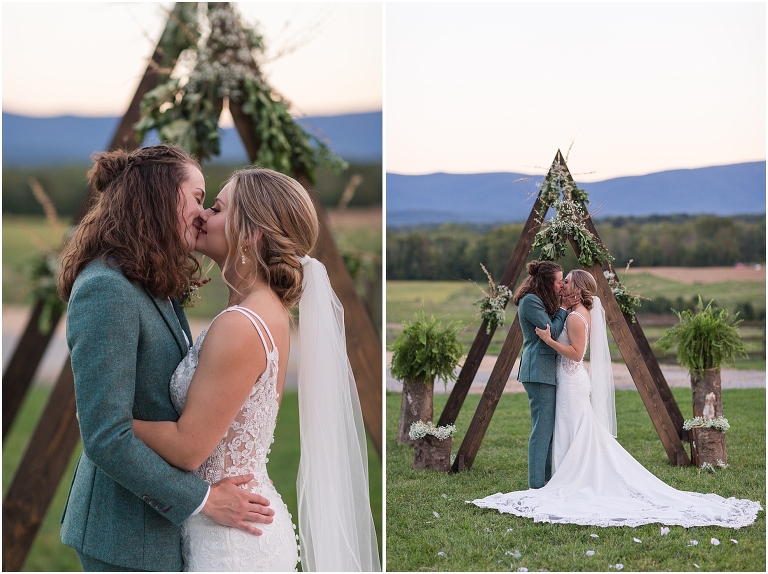 Victoria & Logan's mountain view farm wedding with the sweetest first touch and letter reading.