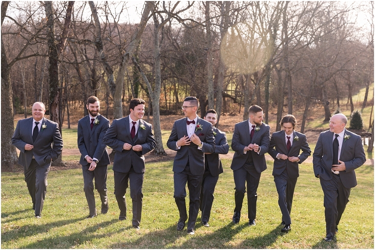 Rachael & Trent's red velvet and white winter wedding at the Inn at Willow Grove with a first look with bridesmaids, first look and letter reading, ceremony in the hidden garden, sunset mountain newlywed portraits, and a fairy light tent reception.