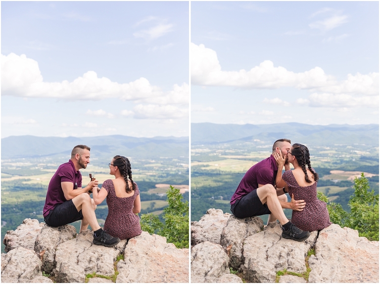 Mountaintop proposal in the Shenandoah Valley in Virginia with a view of the mountains