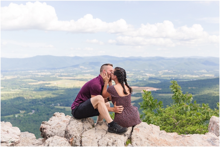 Mountaintop proposal in the Shenandoah Valley in Virginia with a view of the mountains