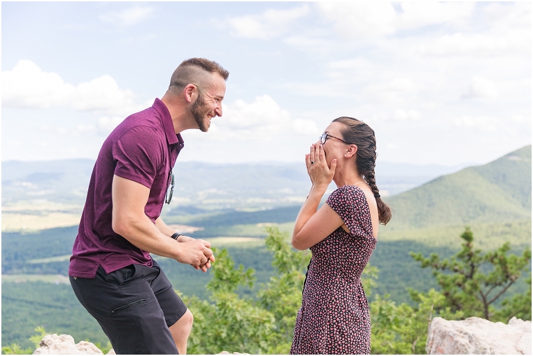 Mountaintop proposal in the Shenandoah Valley in Virginia with a view of the mountains