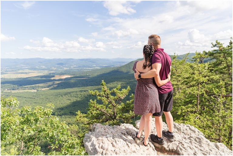 Mountaintop proposal in the Shenandoah Valley in Virginia with a view of the mountains