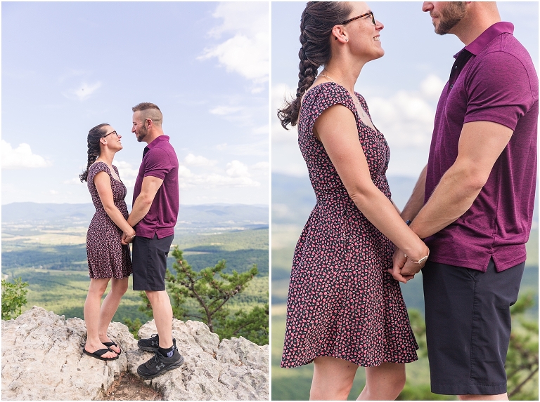 Mountaintop proposal in the Shenandoah Valley in Virginia with a view of the mountains