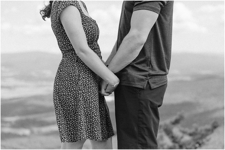 Mountaintop proposal in the Shenandoah Valley in Virginia with a view of the mountains