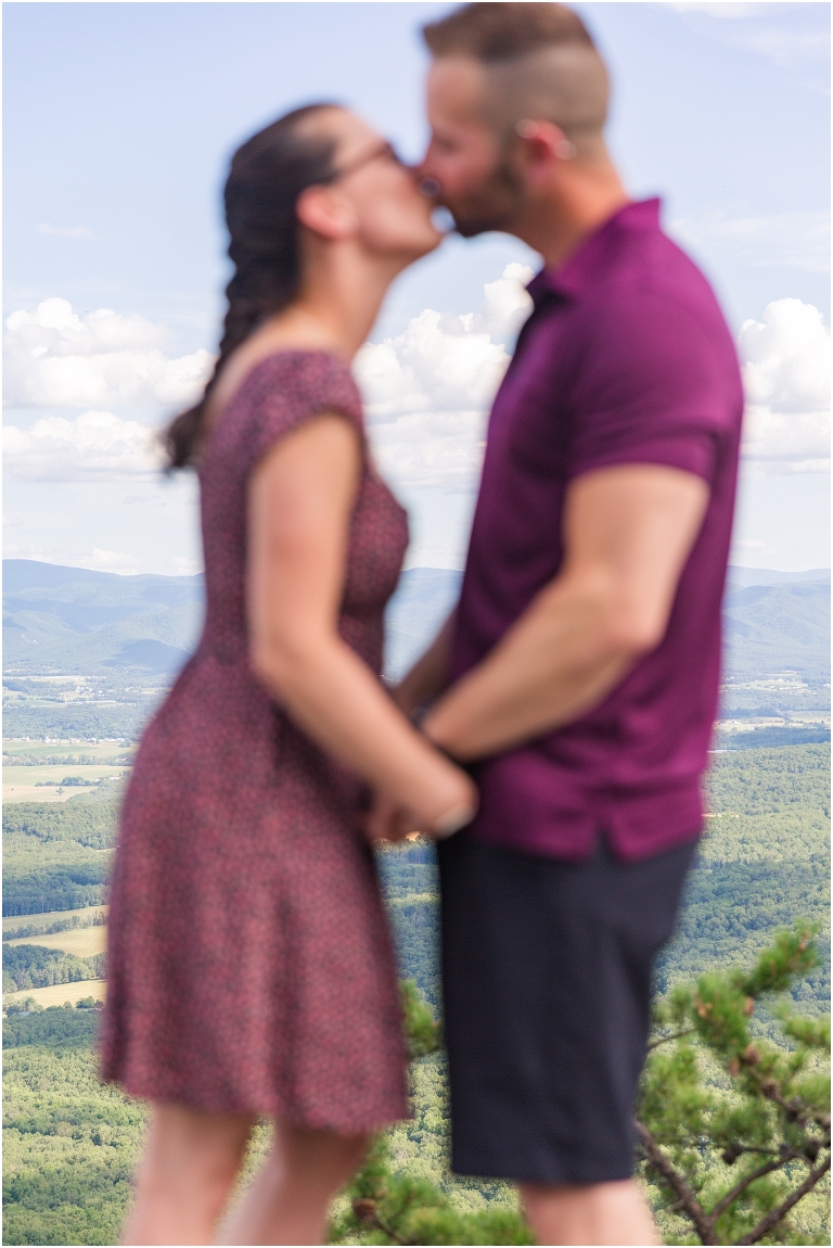 Mountaintop proposal in the Shenandoah Valley in Virginia with a view of the mountains