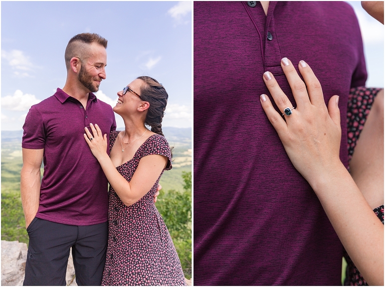 Mountaintop proposal in the Shenandoah Valley in Virginia with a view of the mountains