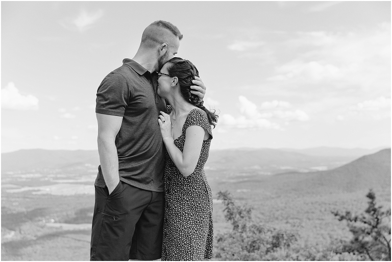 Mountaintop proposal in the Shenandoah Valley in Virginia with a view of the mountains