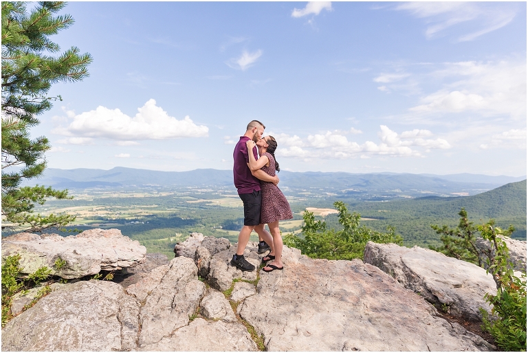 Mountaintop proposal in the Shenandoah Valley in Virginia with a view of the mountains