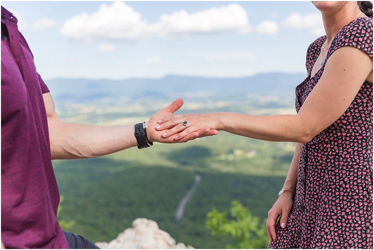 Mountaintop proposal in the Shenandoah Valley in Virginia with a view of the mountains