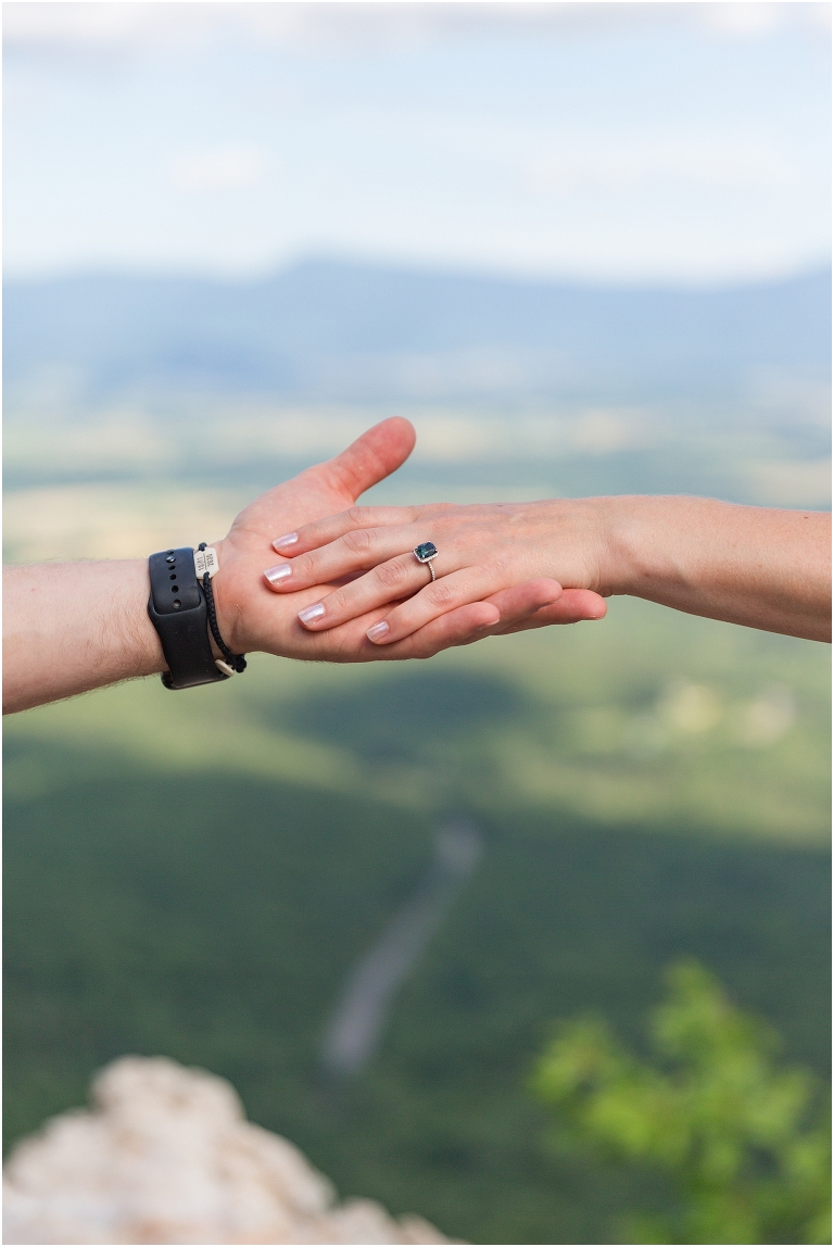 Mountaintop proposal in the Shenandoah Valley in Virginia with a view of the mountains