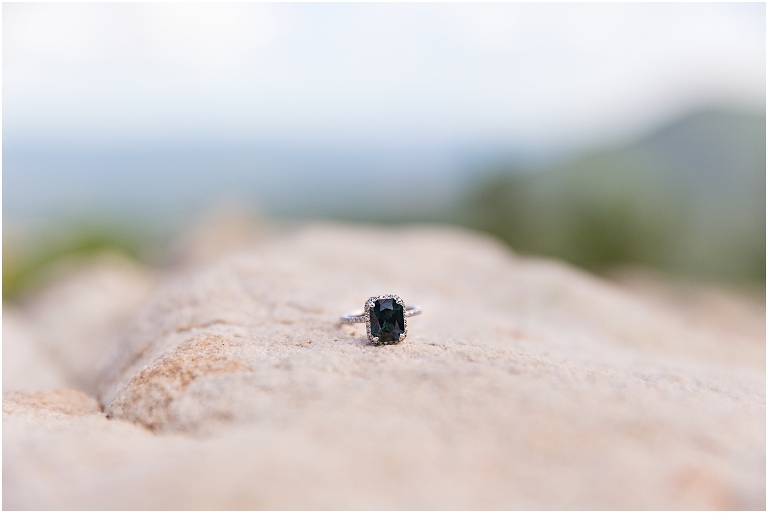 Mountaintop proposal in the Shenandoah Valley in Virginia with a view of the mountains