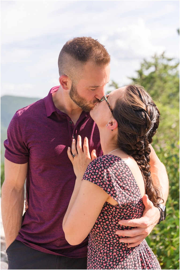 Mountaintop proposal in the Shenandoah Valley in Virginia with a view of the mountains