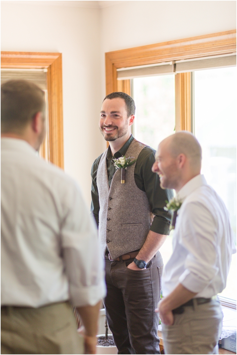 Family farm and barn spring wedding getting ready