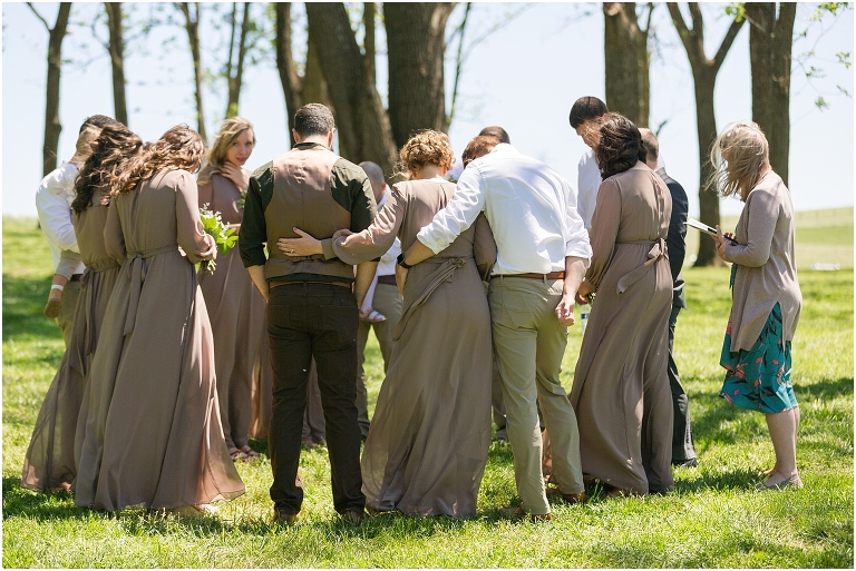 Family farm and barn spring wedding ceremony