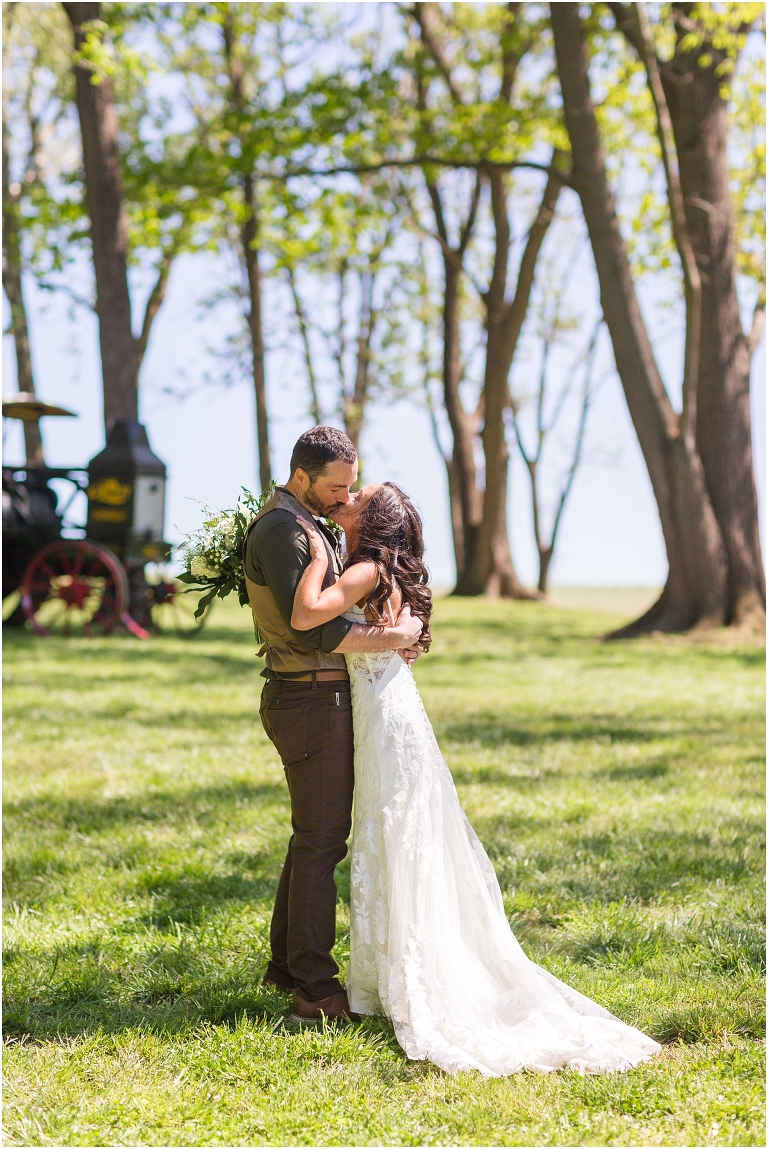 Family farm and barn spring wedding newlywed portraits