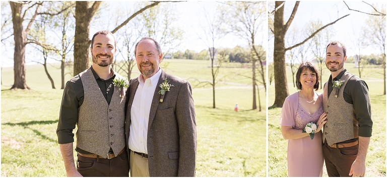 Family farm and barn spring wedding family photos