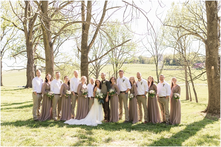 Family farm and barn spring wedding wedding party portraits