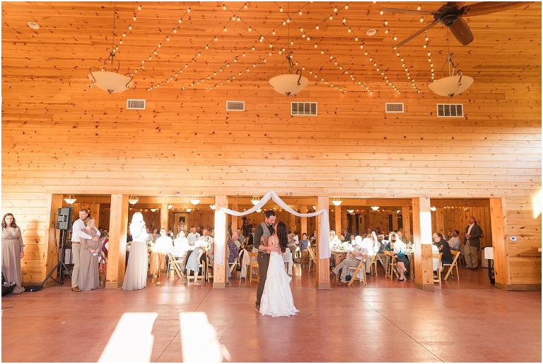Family farm and barn spring wedding reception first dance