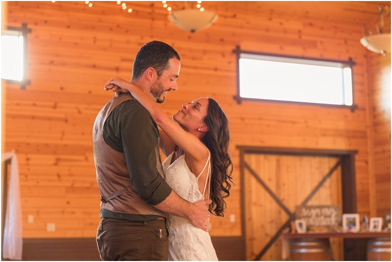 Family farm and barn spring wedding reception first dance