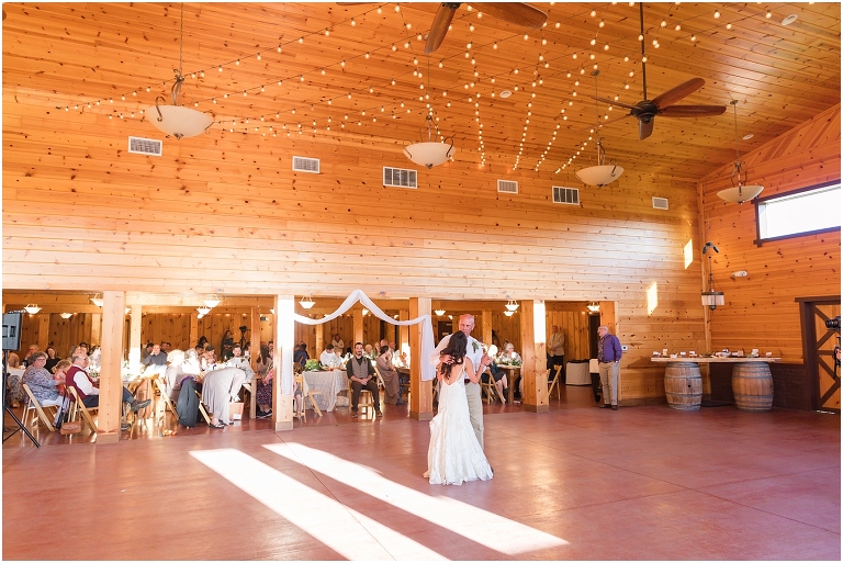 Family farm and barn spring wedding reception father daughter dance