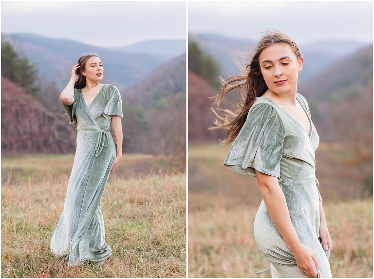 Baltic Born Meghan Velvet Wrap Sage Long Dress - S Sydney Kane Photography Client Closet