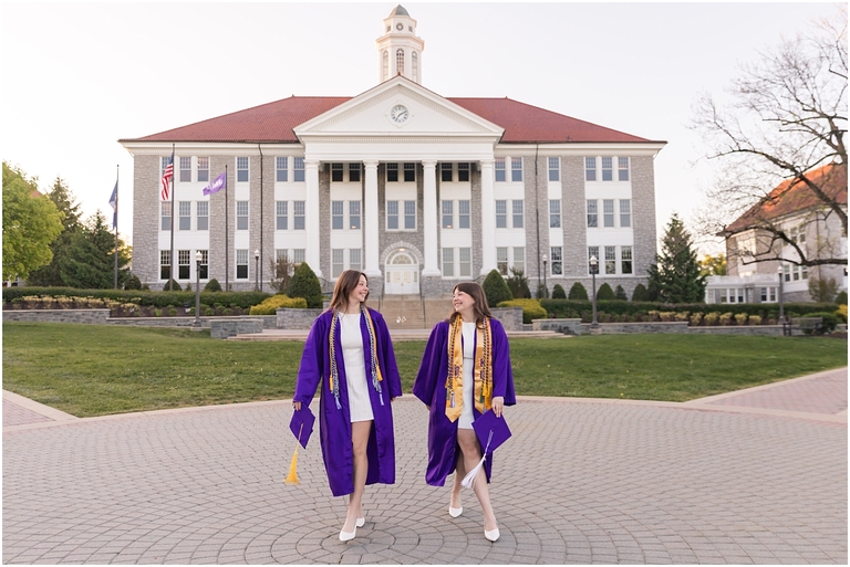 Twin sister graduation portraits
