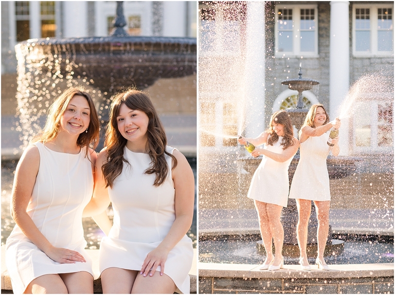 Twin sister graduation portraits