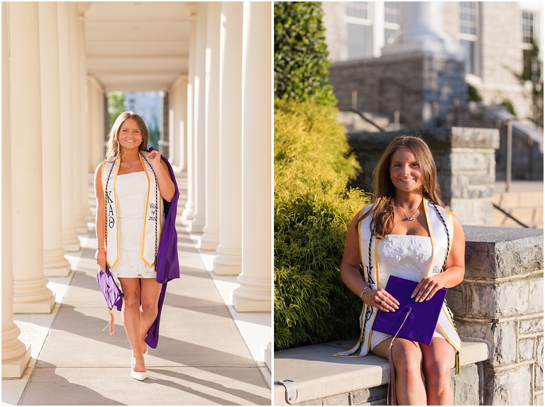Spring senior portraits on a college campus